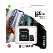 Карта памяти MicroSD Kingston 128Gb Class 10 Canvas Select Plus UHS-I U1 (100Mb/s) + SD адаптер